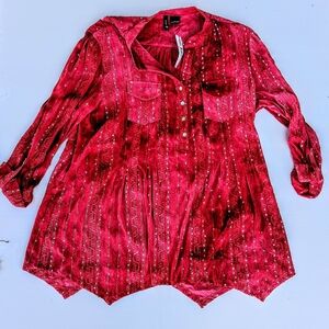 New Directions Crimson Blouse with Metallic Highlights